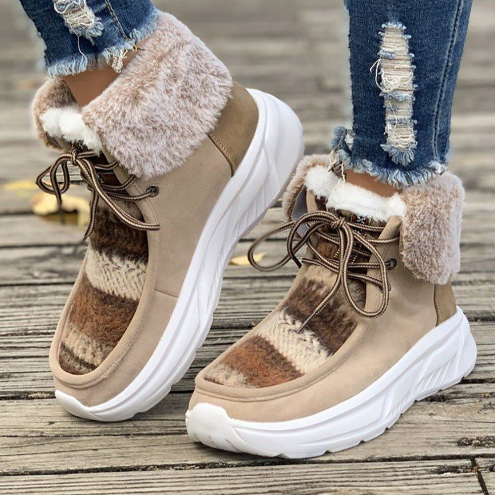 Figcoco Fleece thickened platform snow boots