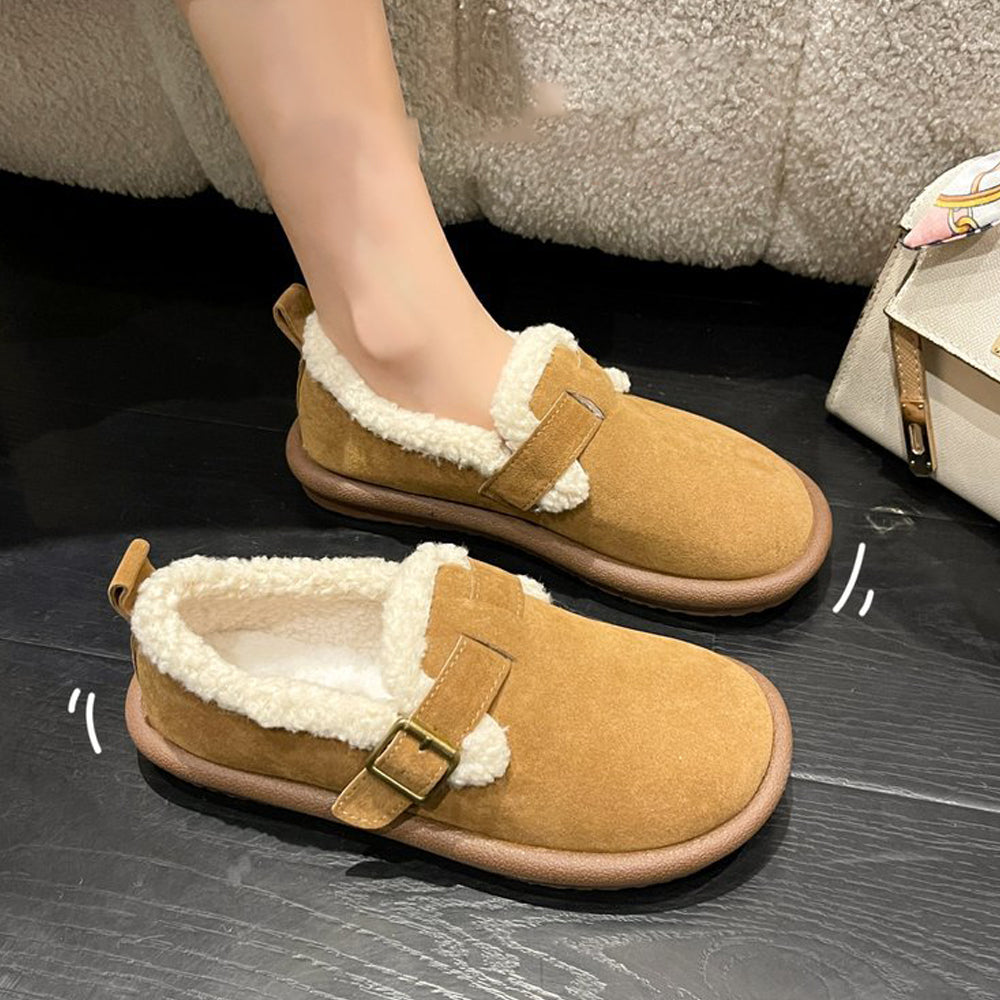 Lodowylabedz Jesienno-zimowe damskie, polarowe buty bawełniane zapinane na jedną klamrę