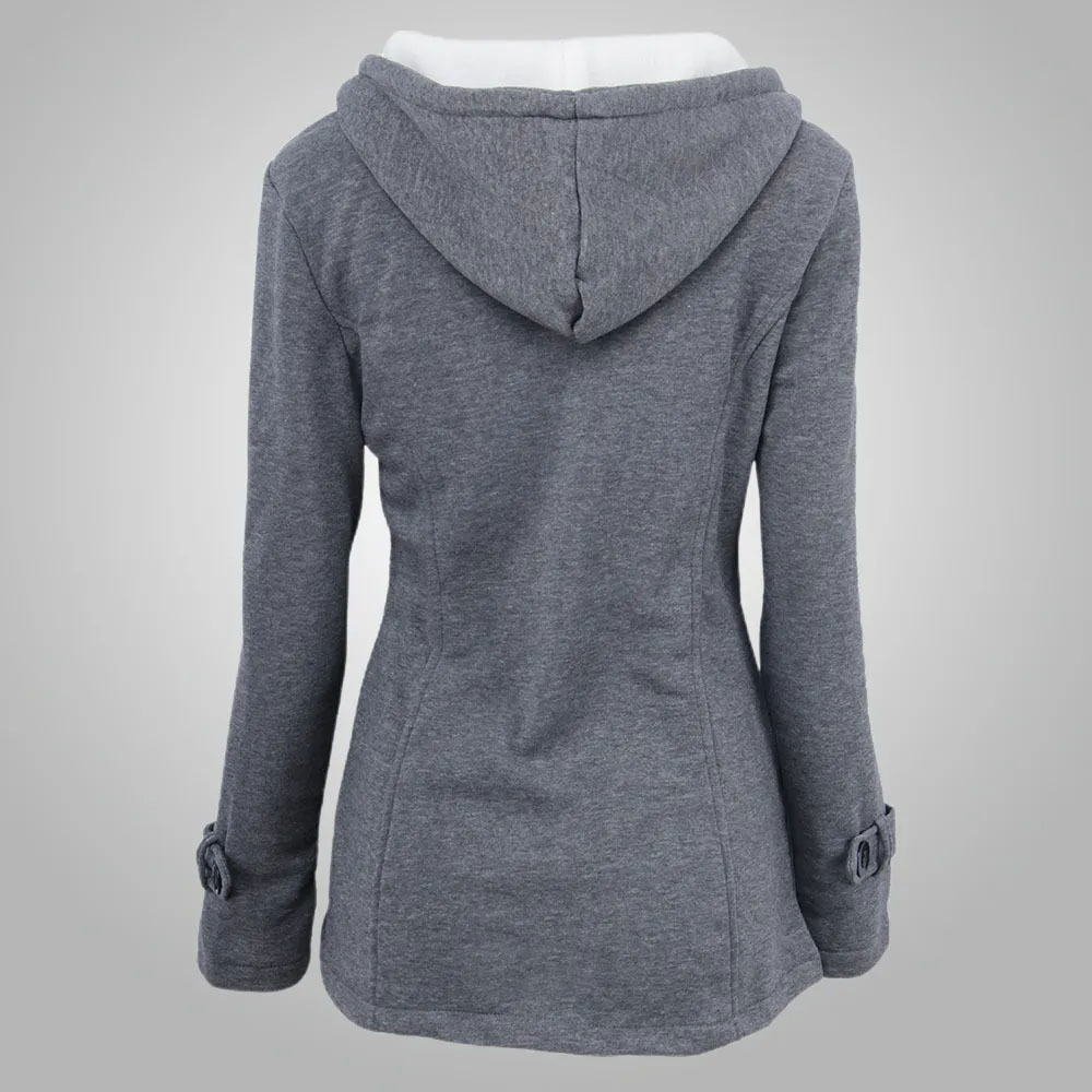 Lodowylabedz Damska zimowa, pogrubiona, bawełniana kurtka z kapturem, zapinana na narożne guziki