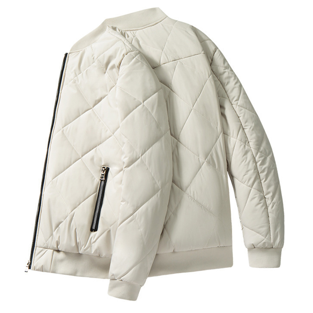 Lodowylabedz Męska swobodna ciepła kurtka baseballowa z podszewką z wełny Sherpa w jednolitym kolorze i pogrubioną polarem