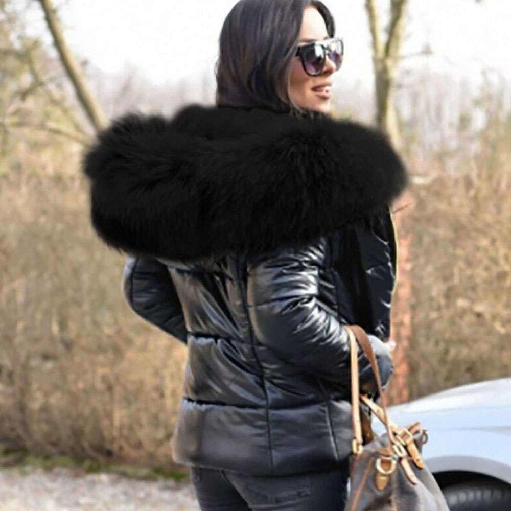 Lodowylabedz Nowa, jesienno-zimowa, krótka damska kurtka puchowa z kapturem i jasną skórą