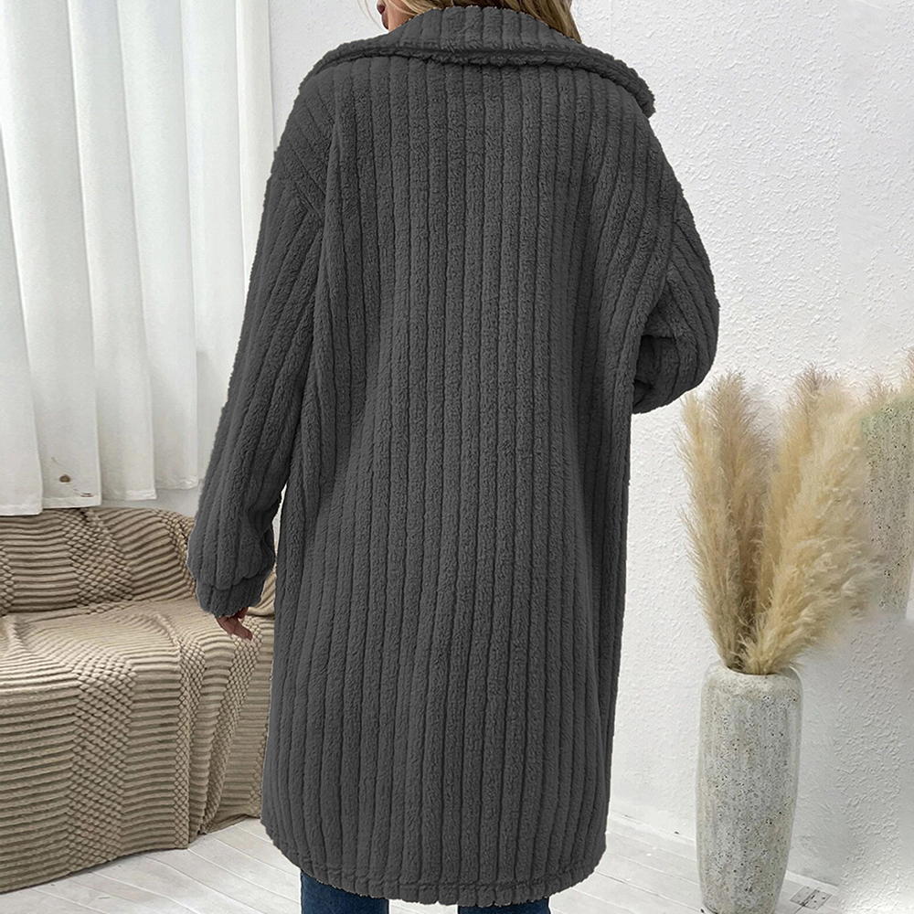 Lodowylabedz Nowy damski pluszowy płaszcz z długimi klapami na jesień i zimę