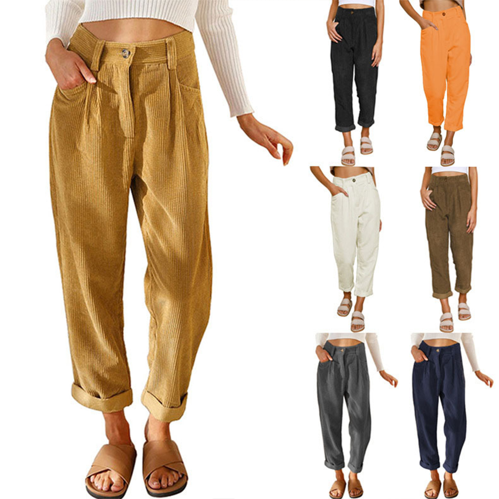 🔥 Seasonal Sale-50% OFF 🎁 Women's High Waist Casual Corduroy Straight Trousers 🌷