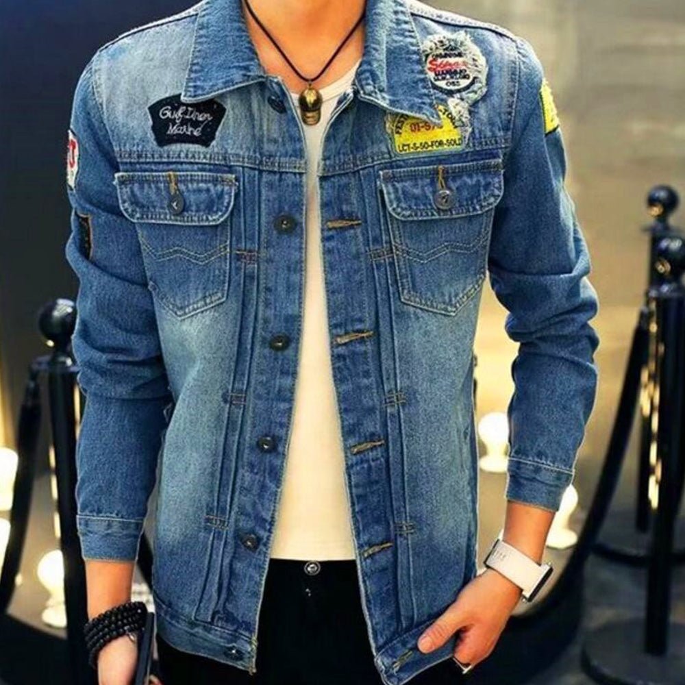 Lodowylabedz Nowa zimowa kurtka męska z pogrubionego dżinsu w stylu owczej wełny