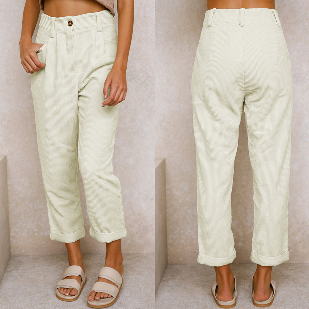 🔥 Seasonal Sale-50% OFF 🎁 Women's High Waist Casual Corduroy Straight Trousers 🌷