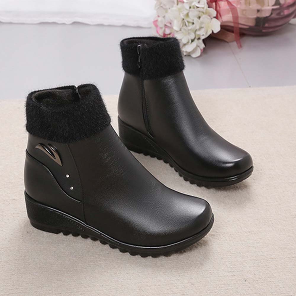 Lodowylabedz Czarne uniwersalne pluszowe botki damskie w stylu brytyjskim na jesień i zimę