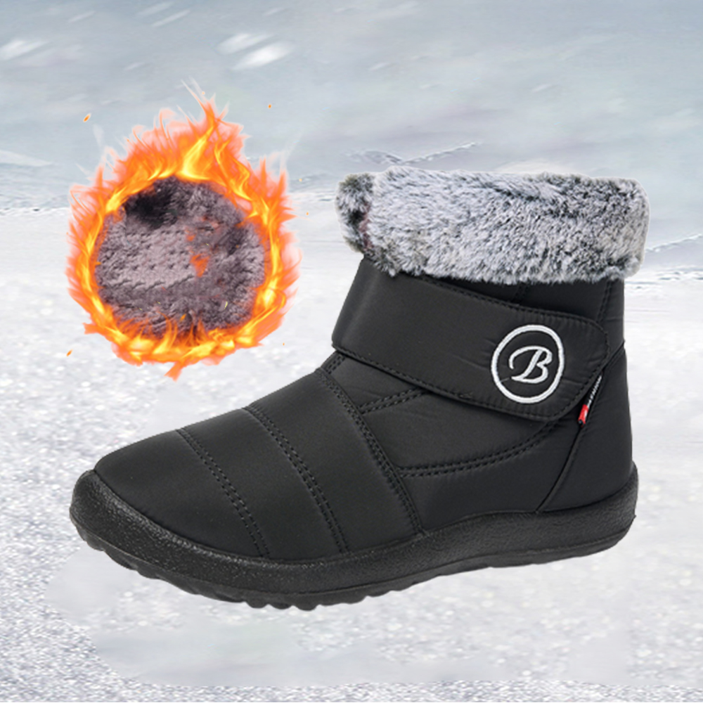 Women's Autumn and winter lapel fleece flat snow boots