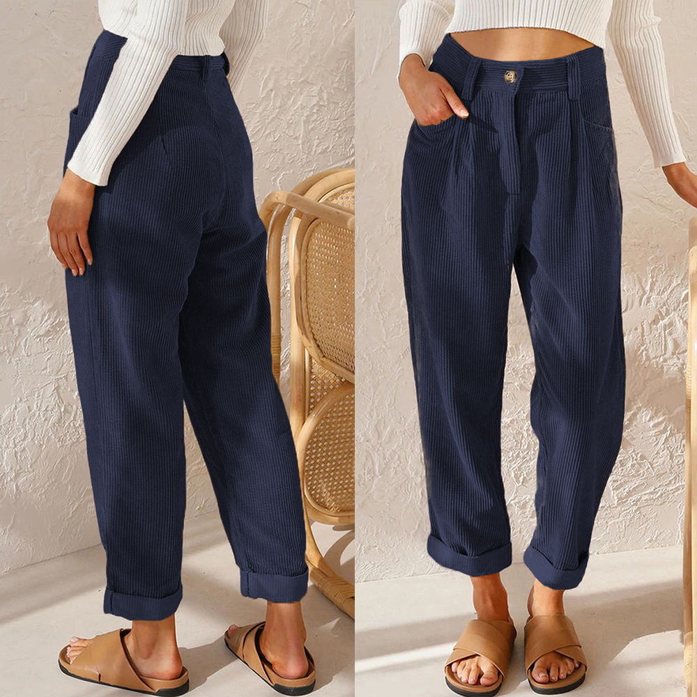 🔥 Seasonal Sale-50% OFF 🎁 Women's High Waist Casual Corduroy Straight Trousers 🌷