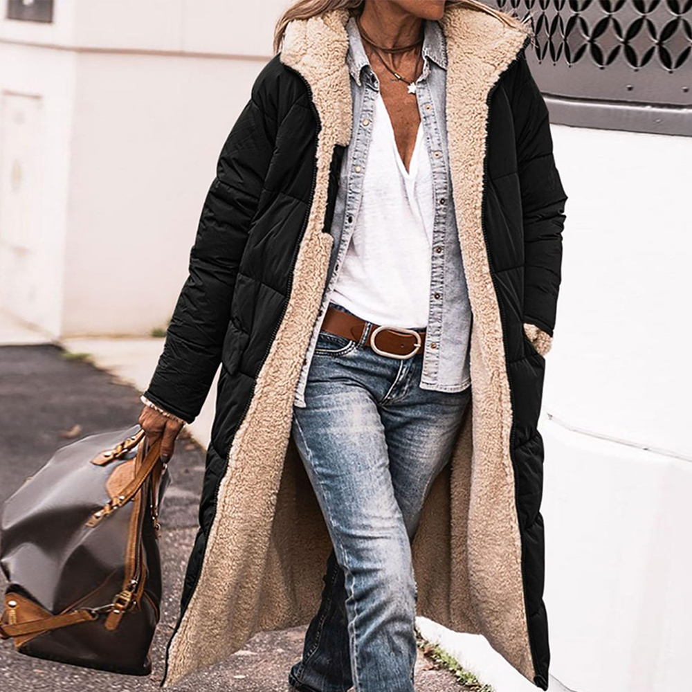 Lodowylabedz Nowa pogrubiona dwustronna bawełniana kurtka z kapturem