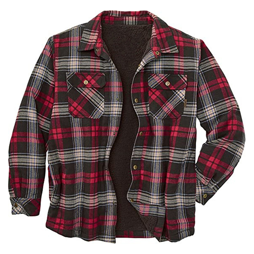 Lodowylabedz Jesienno-zimowa męska kurtka polarowa w kratę z klapami