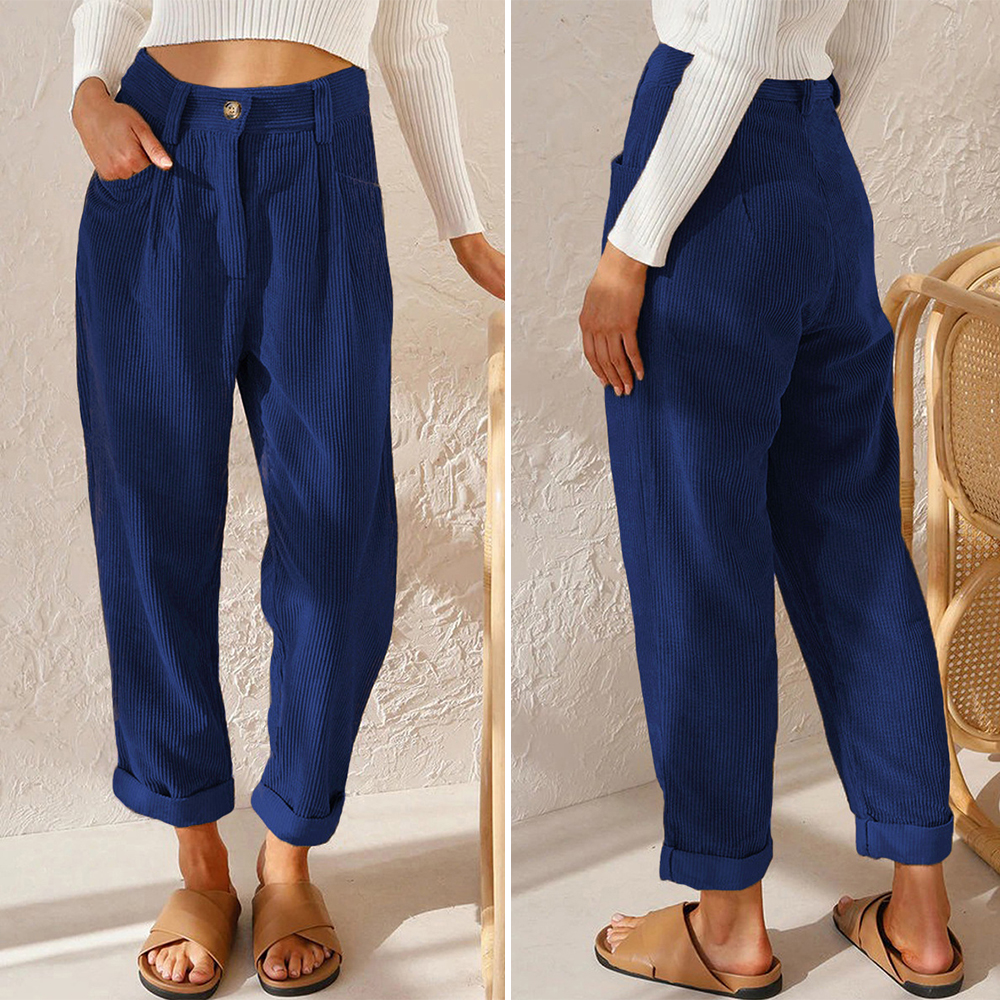 🔥 Seasonal Sale-50% OFF 🎁 Women's High Waist Casual Corduroy Straight Trousers 🌷