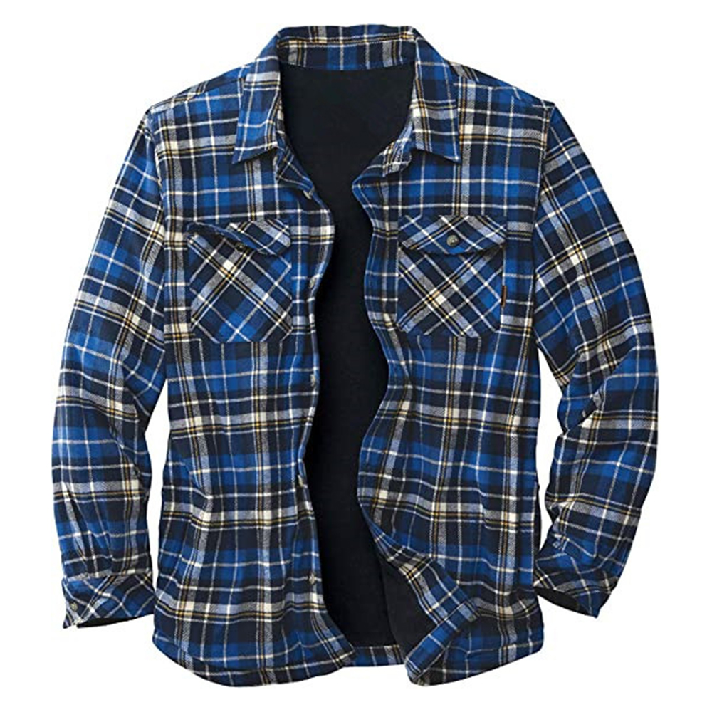 Lodowylabedz Jesienno-zimowa męska kurtka polarowa w kratę z klapami