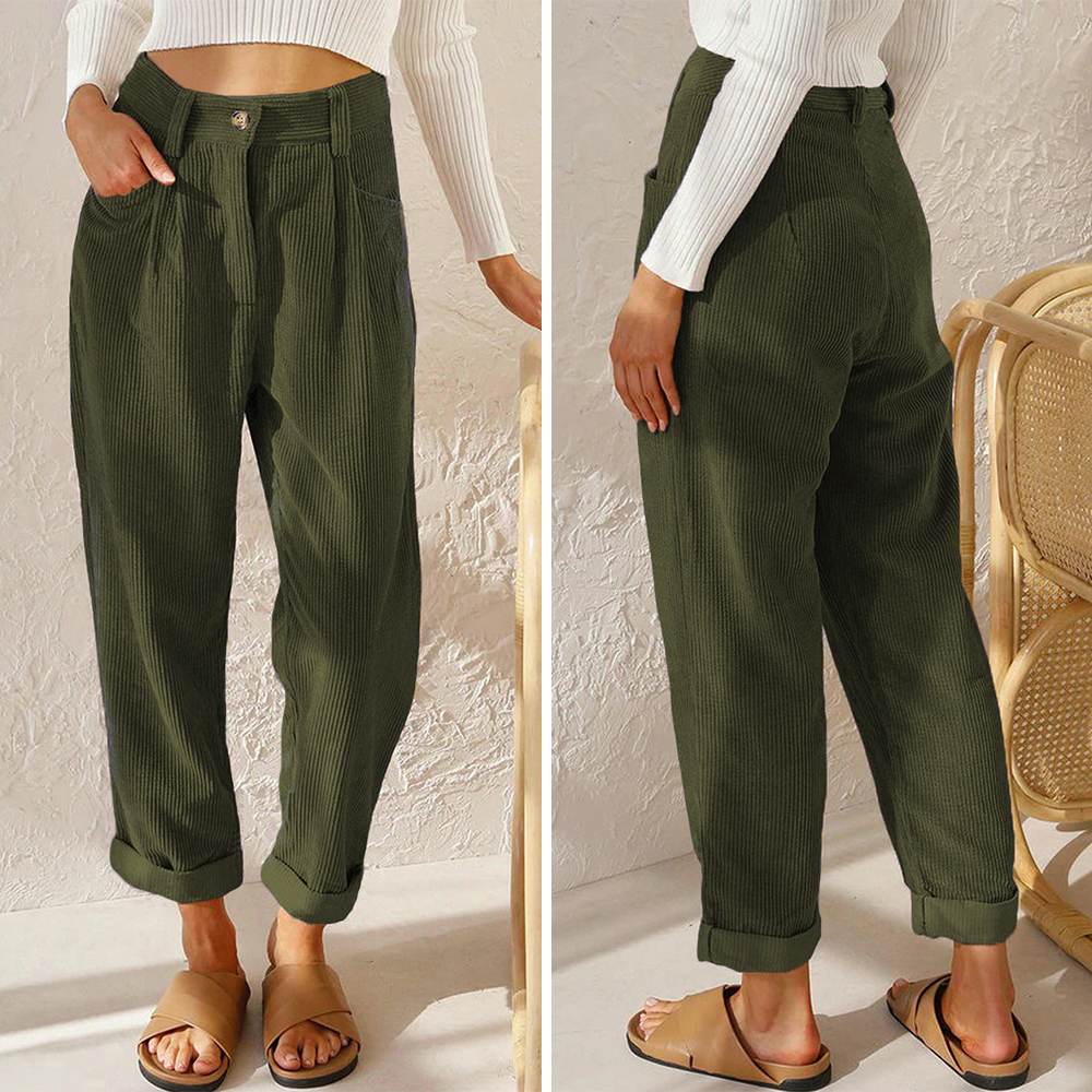 🔥 Seasonal Sale-50% OFF 🎁 Women's High Waist Casual Corduroy Straight Trousers 🌷
