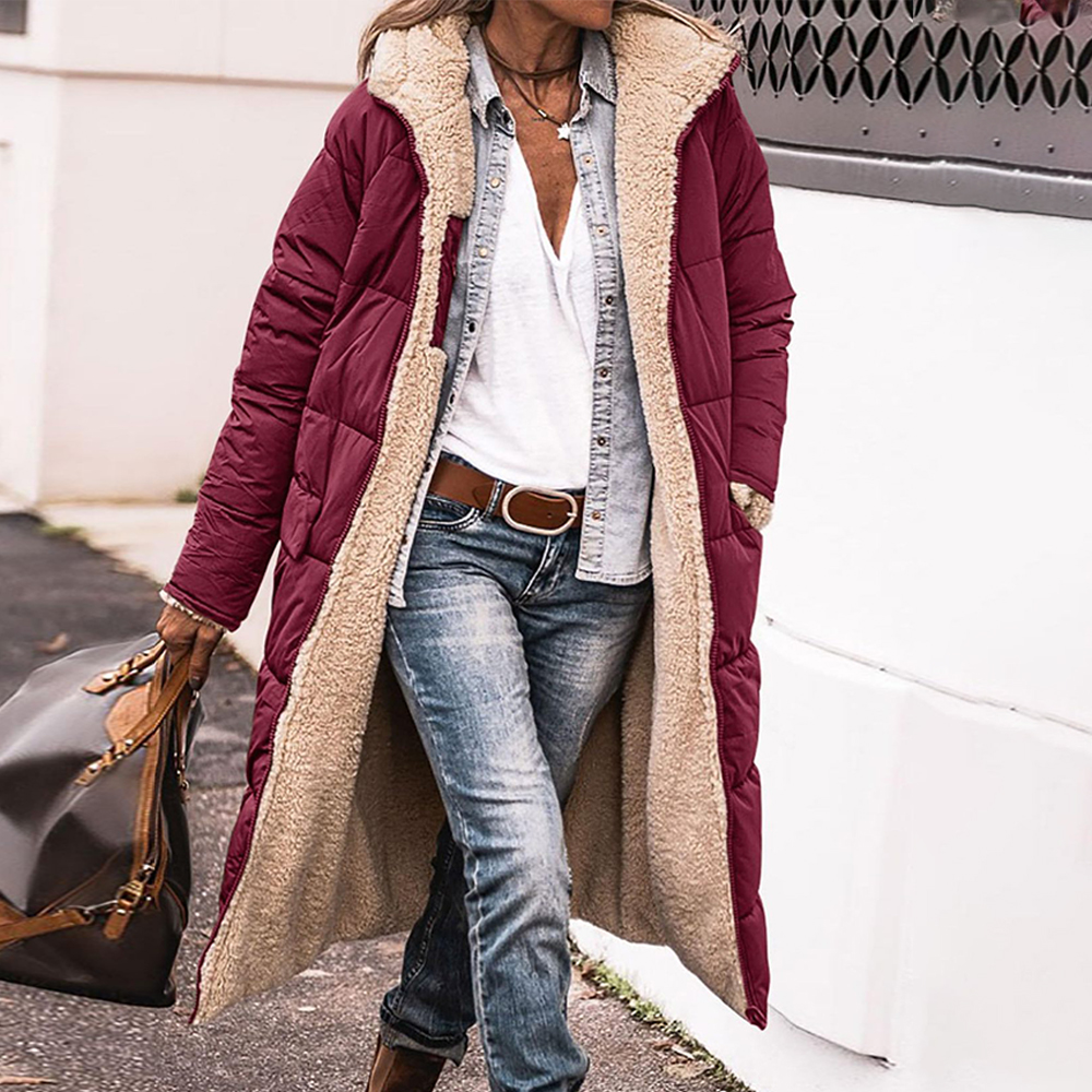 Lodowylabedz Nowa pogrubiona dwustronna bawełniana kurtka z kapturem