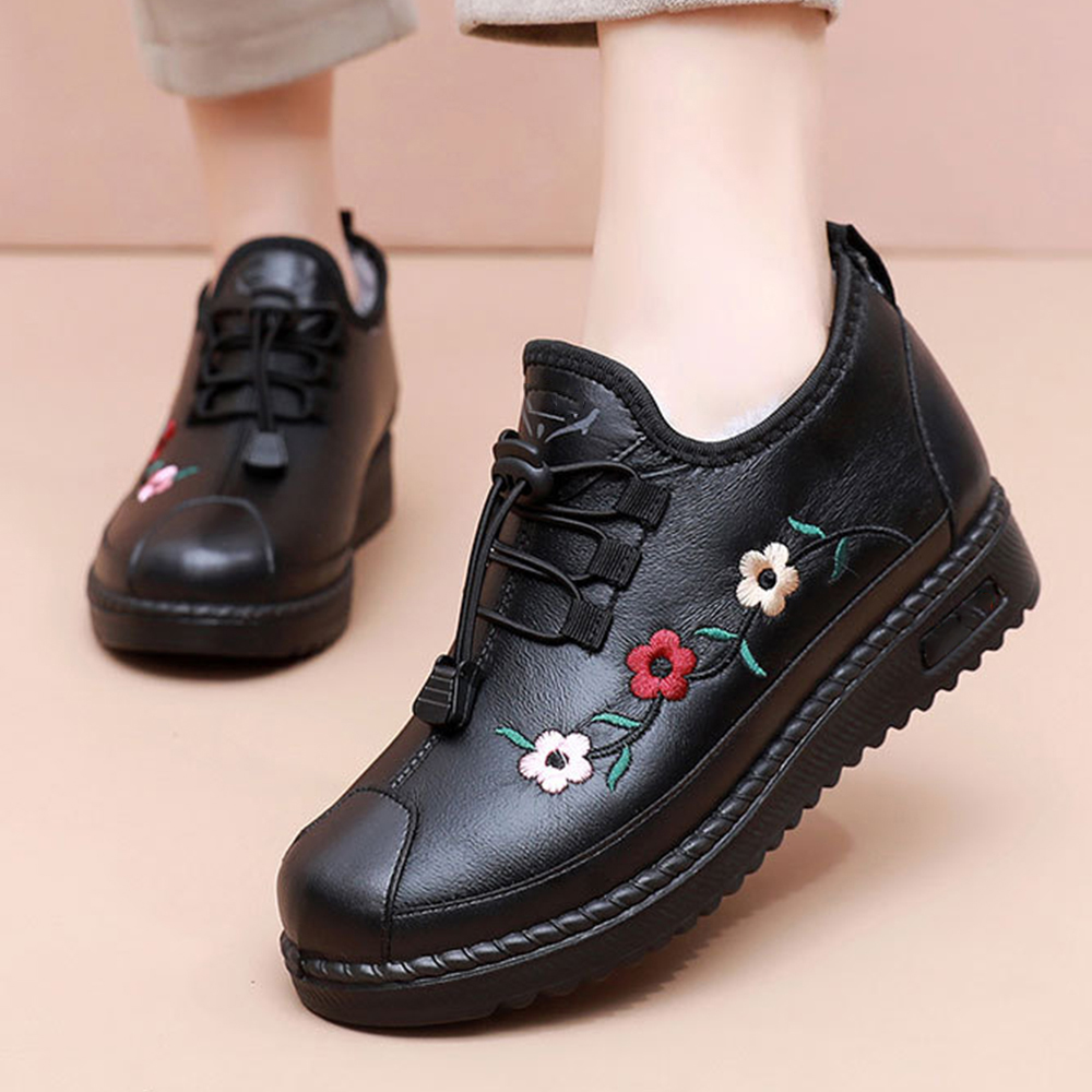 Lodowylabedz Damskie buty zimowe z ciepłego, antypoślizgowego, haftowanego polaru, bawełny