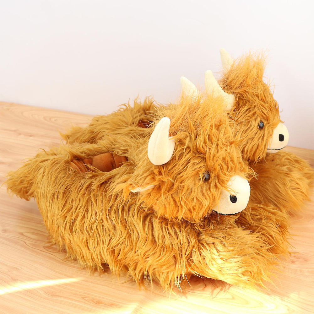 Gioiacombo™ Nowe, ciepłe i wygodne pluszowe kapcie w kształcie szkockiego jaka