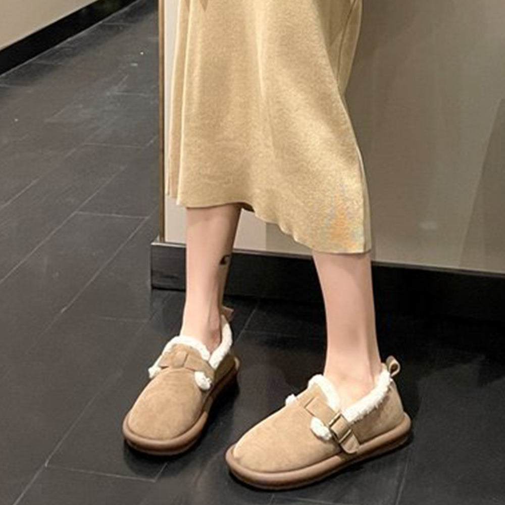 Lodowylabedz Jesienno-zimowe damskie, polarowe buty bawełniane zapinane na jedną klamrę