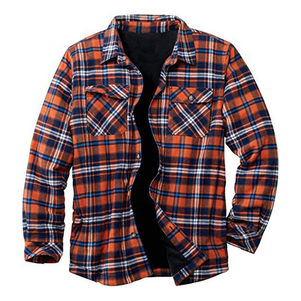 Lodowylabedz Jesienno-zimowa męska kurtka polarowa w kratę z klapami