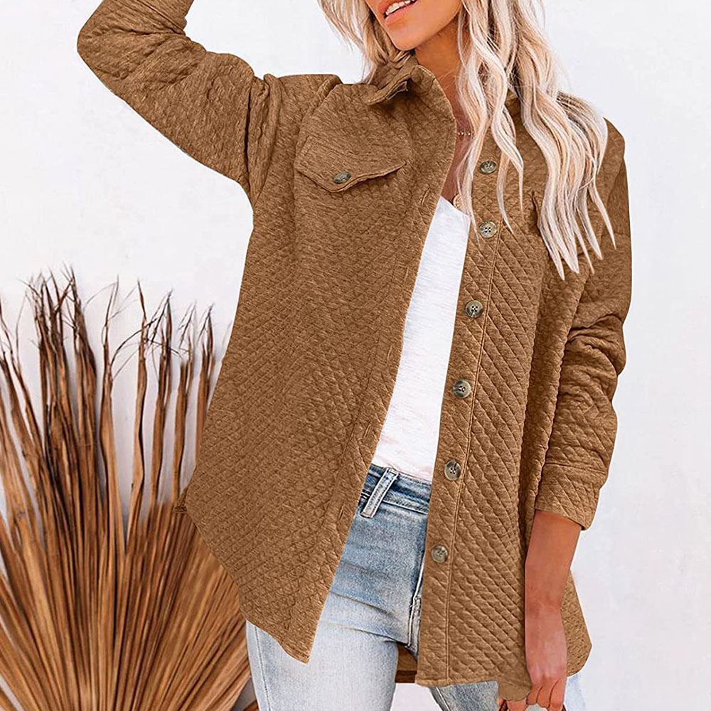 Lodowylabedz 2023 jesienno-zimowa nowa damska jednokolorowa diamentowa kieszonkowa lekka kurtka na co dzień