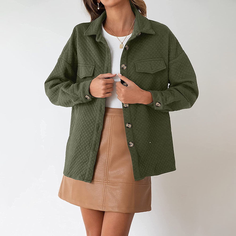 Lodowylabedz 2023 jesienno-zimowa nowa damska jednokolorowa diamentowa kieszonkowa lekka kurtka na co dzień