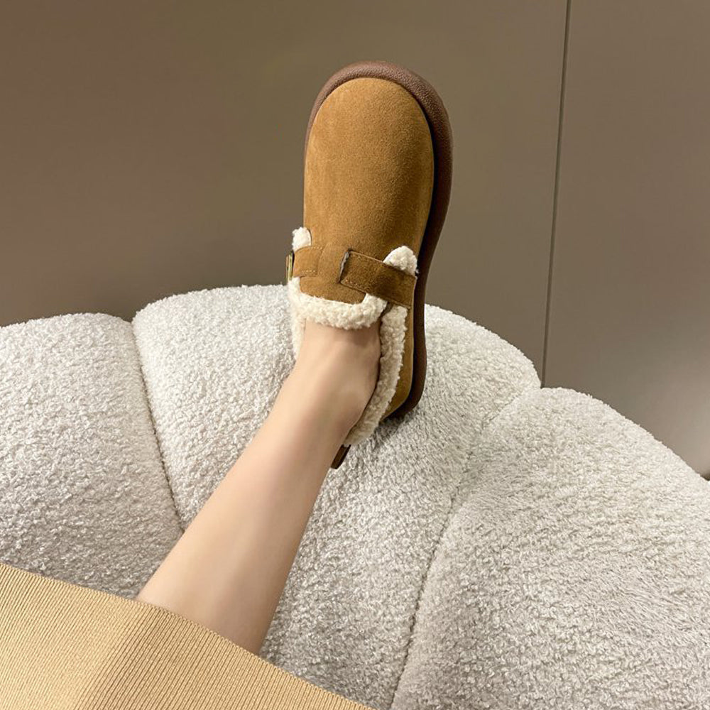 Lodowylabedz Jesienno-zimowe damskie, polarowe buty bawełniane zapinane na jedną klamrę