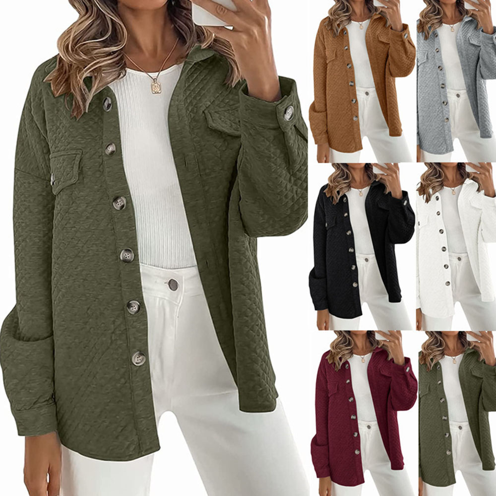 Lodowylabedz 2023 jesienno-zimowa nowa damska jednokolorowa diamentowa kieszonkowa lekka kurtka na co dzień