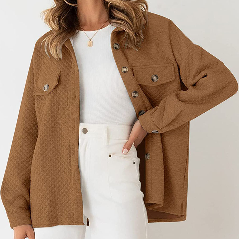 Lodowylabedz 2023 jesienno-zimowa nowa damska jednokolorowa diamentowa kieszonkowa lekka kurtka na co dzień