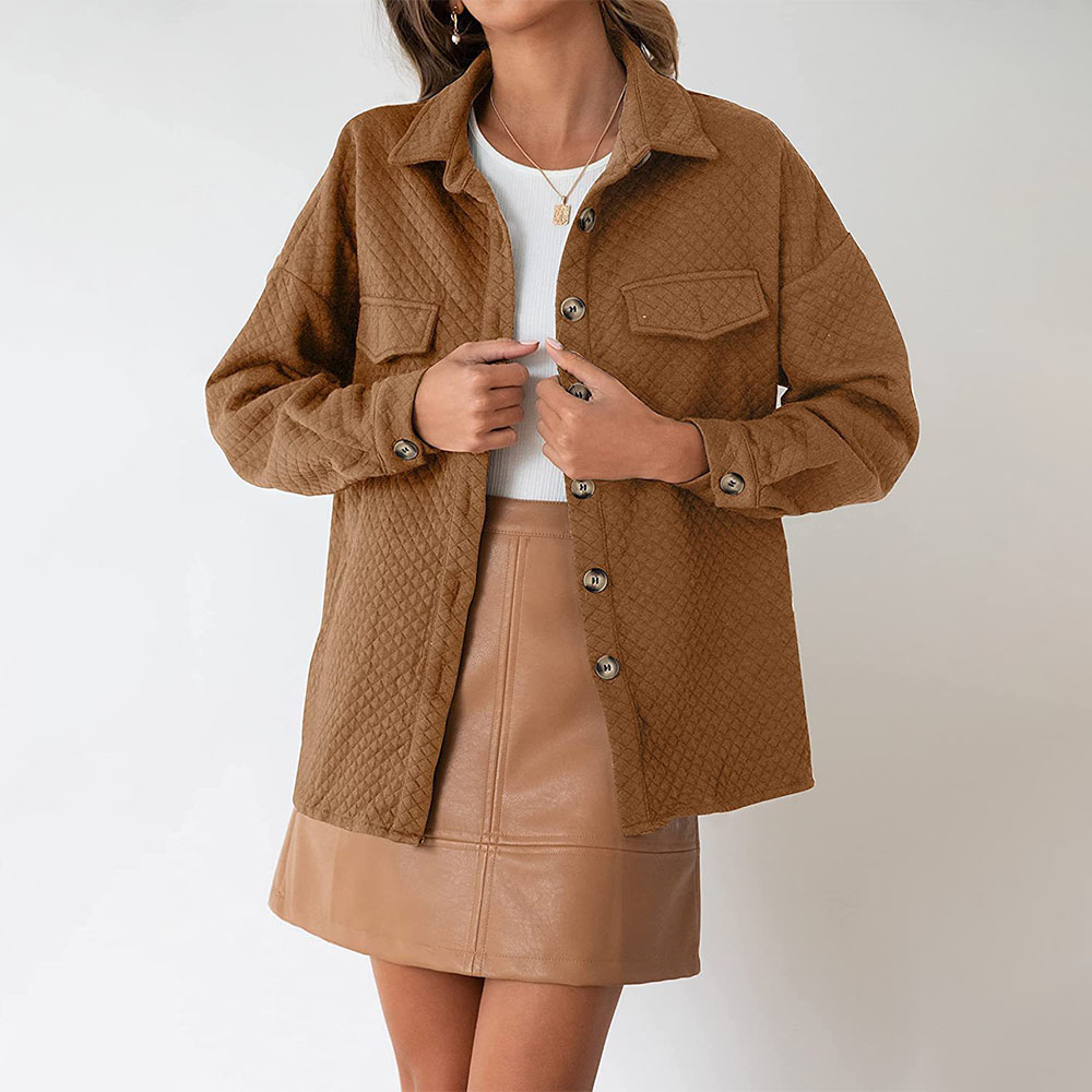 Lodowylabedz 2023 jesienno-zimowa nowa damska jednokolorowa diamentowa kieszonkowa lekka kurtka na co dzień