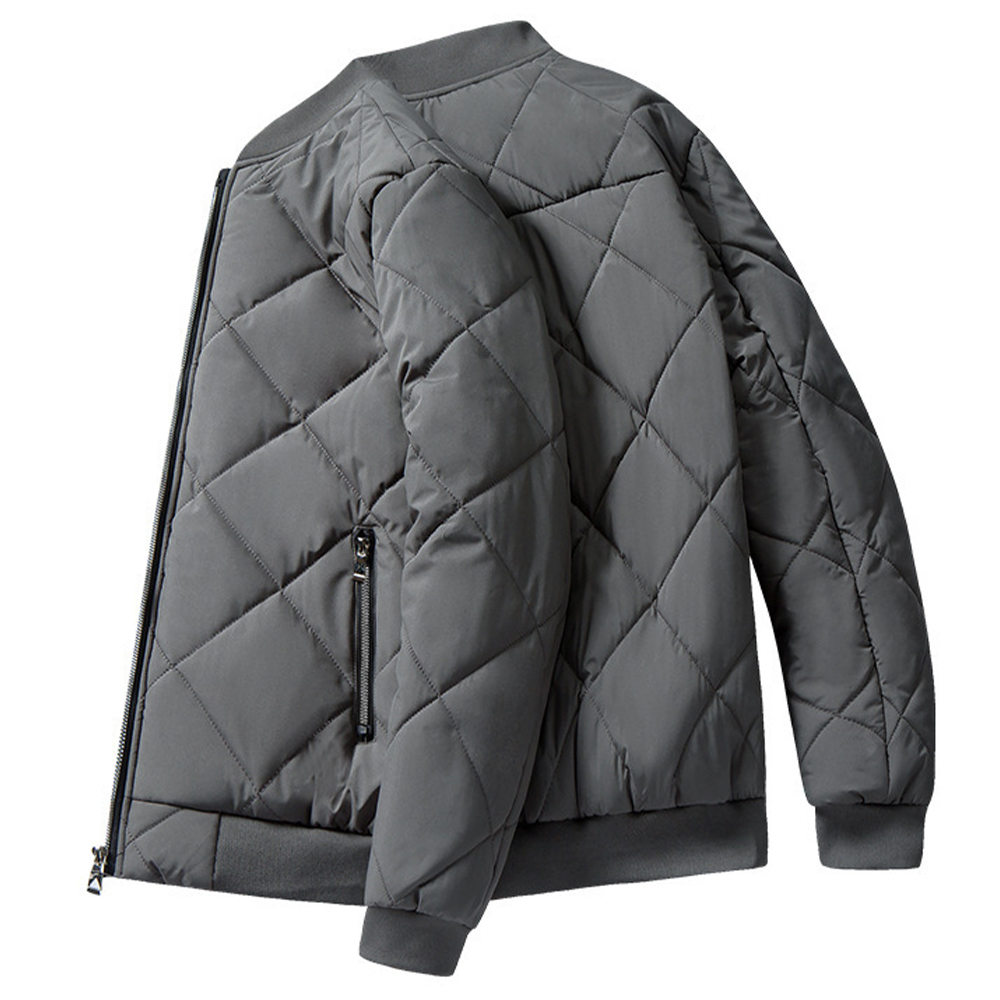 Lodowylabedz Męska swobodna ciepła kurtka baseballowa z podszewką z wełny Sherpa w jednolitym kolorze i pogrubioną polarem