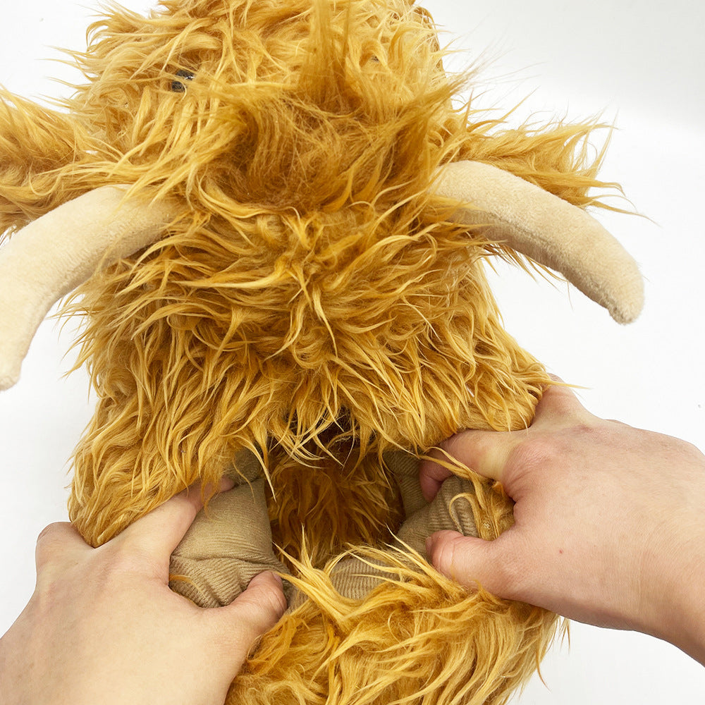 Gioiacombo™ Nowe, ciepłe i wygodne pluszowe kapcie w kształcie szkockiego jaka