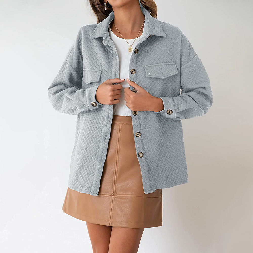 Lodowylabedz 2023 jesienno-zimowa nowa damska jednokolorowa diamentowa kieszonkowa lekka kurtka na co dzień