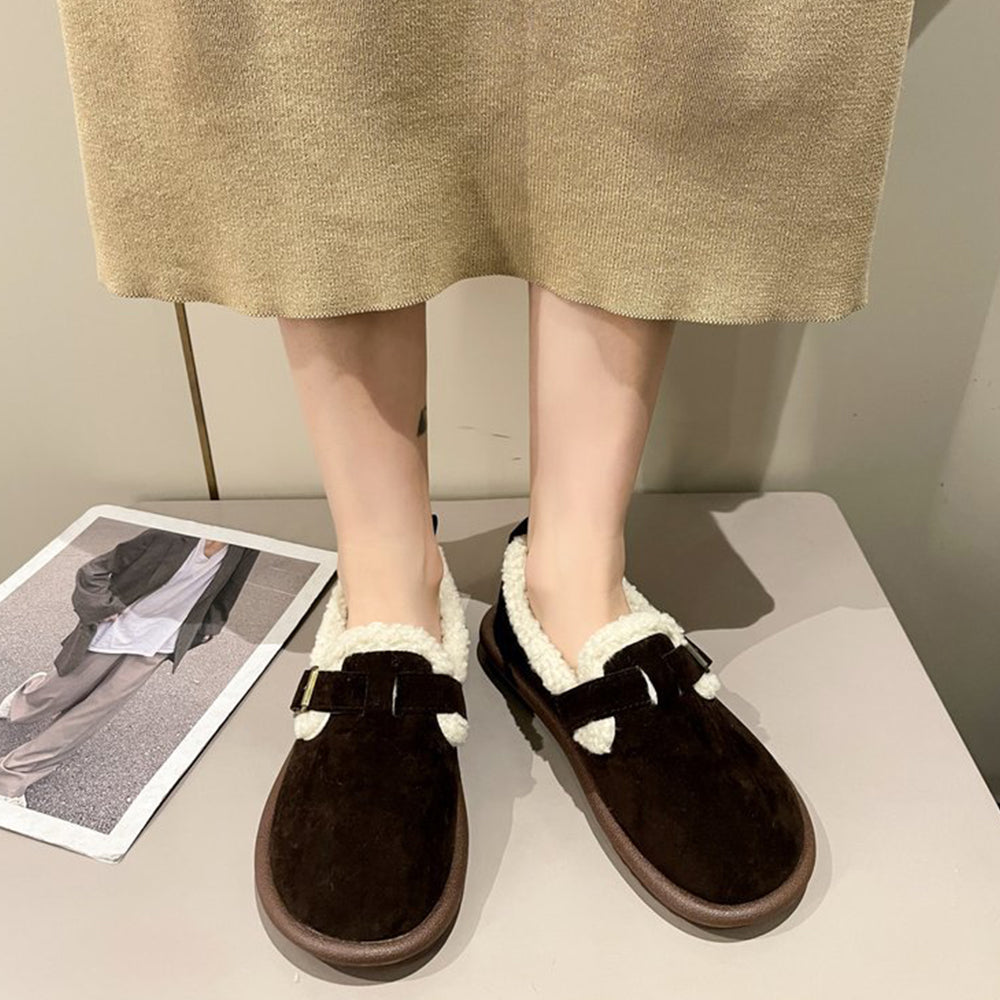 Lodowylabedz Jesienno-zimowe damskie, polarowe buty bawełniane zapinane na jedną klamrę