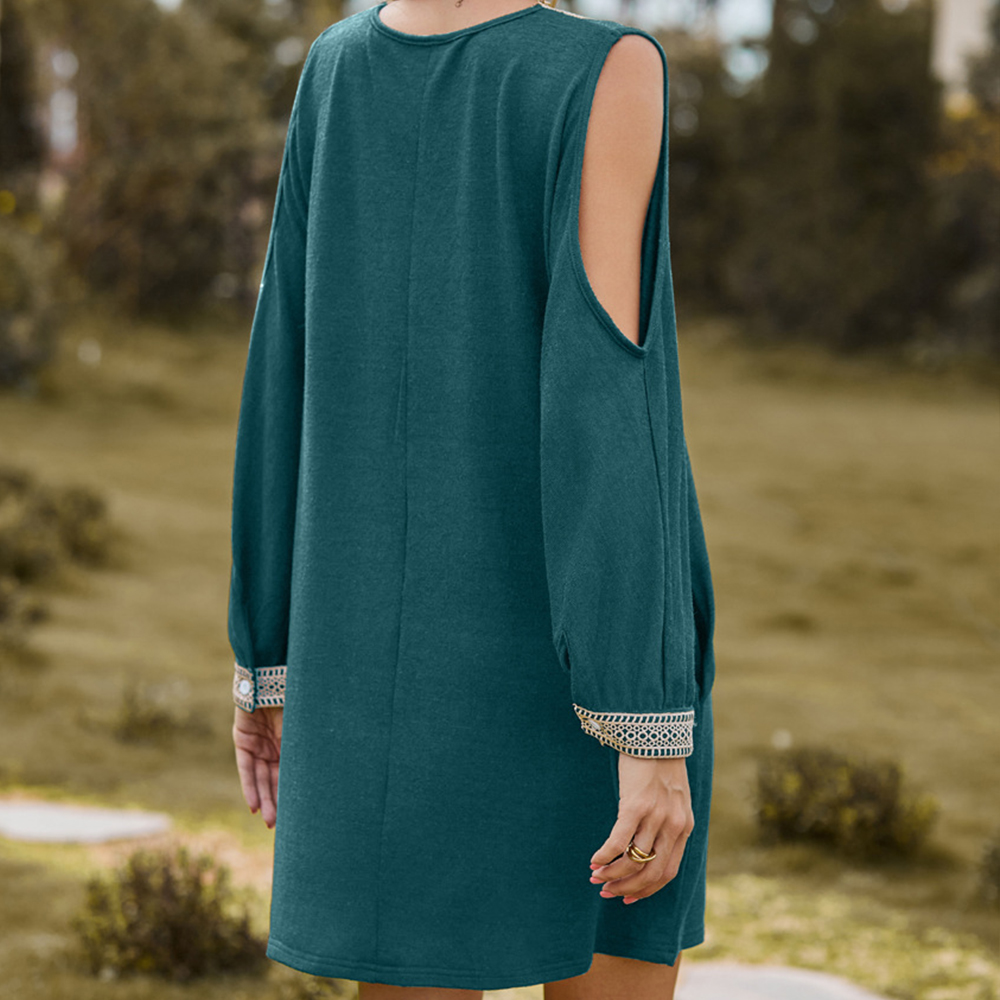 Lodowylabedz 2023 nowa jesienna i zimowa koronkowa sukienka z dekoltem w szpic i odkrytymi ramionami