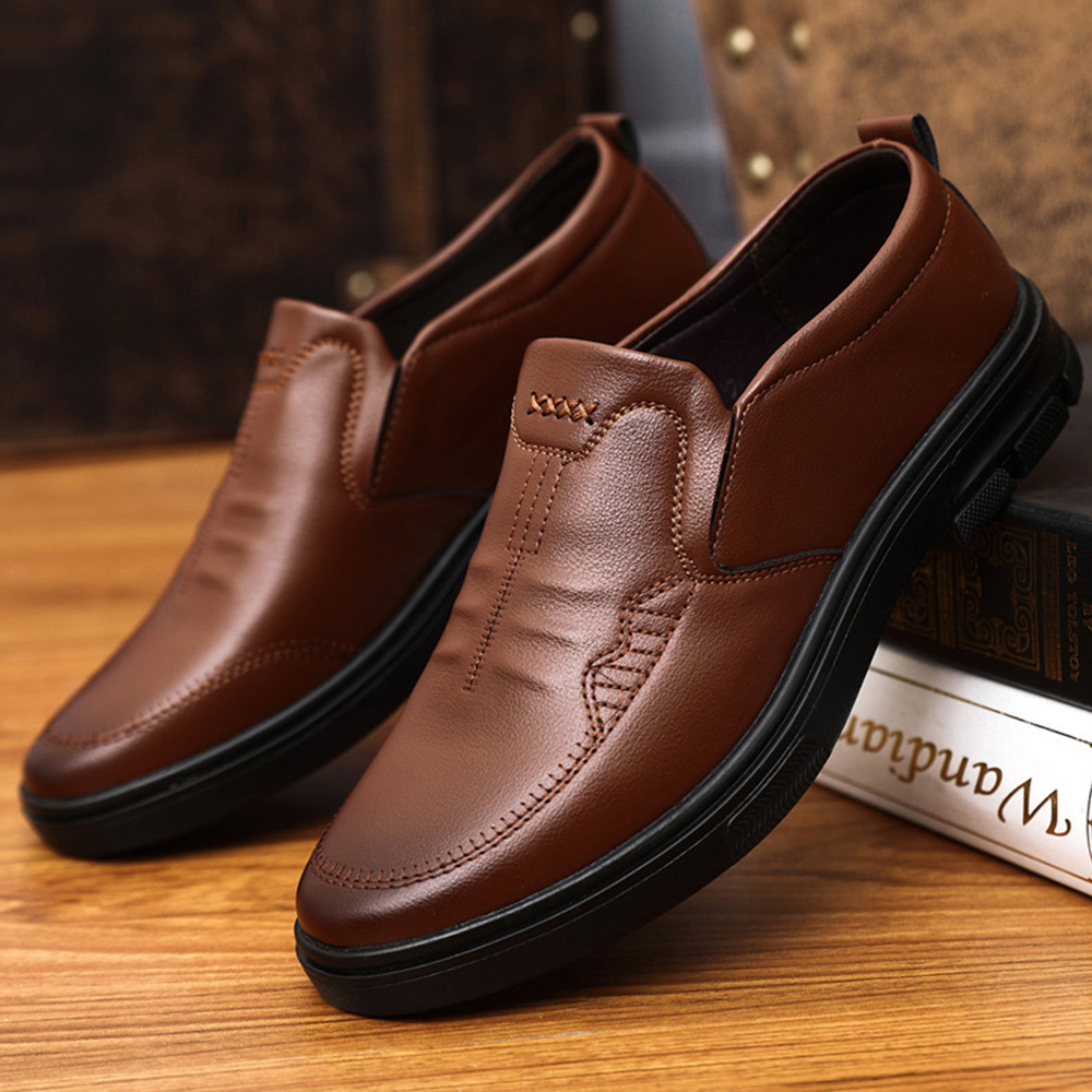 Lodowylabedz Nowe męskie biznesowe skórzane buty brytyjskie z okrągłym noskiem