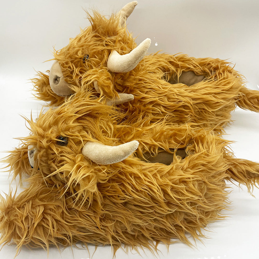 Gioiacombo™ Nowe, ciepłe i wygodne pluszowe kapcie w kształcie szkockiego jaka