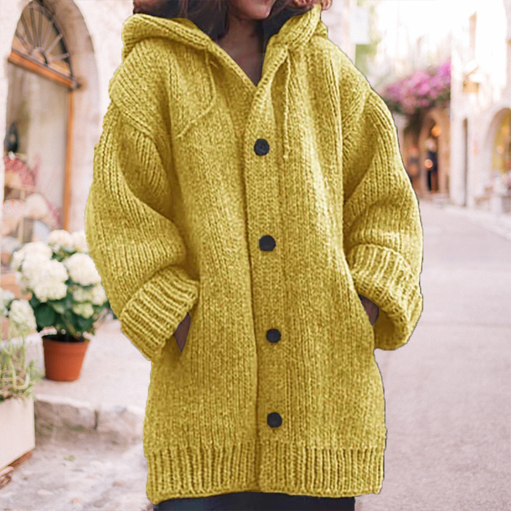 Lodowylabedz Damska średniej długości sweterkowa kurtka z kapturem