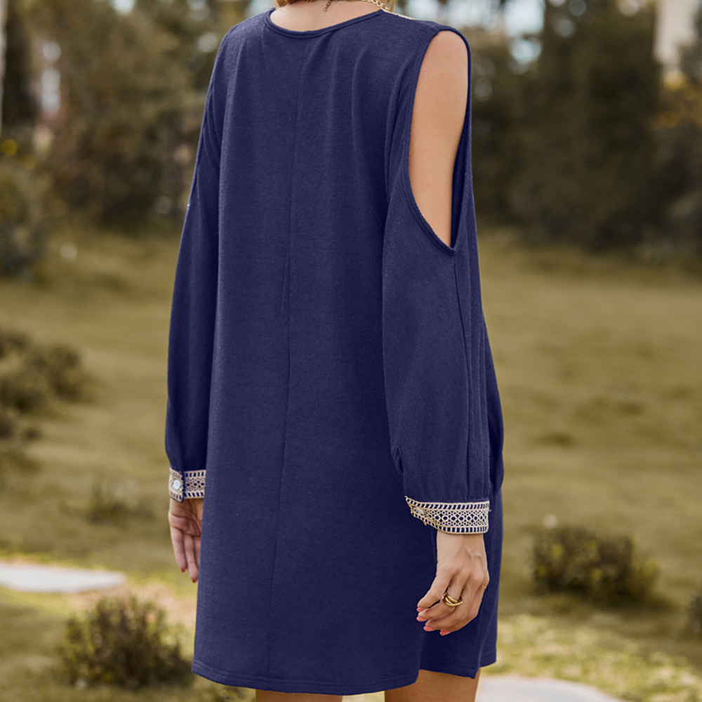 Lodowylabedz 2023 nowa jesienna i zimowa koronkowa sukienka z dekoltem w szpic i odkrytymi ramionami