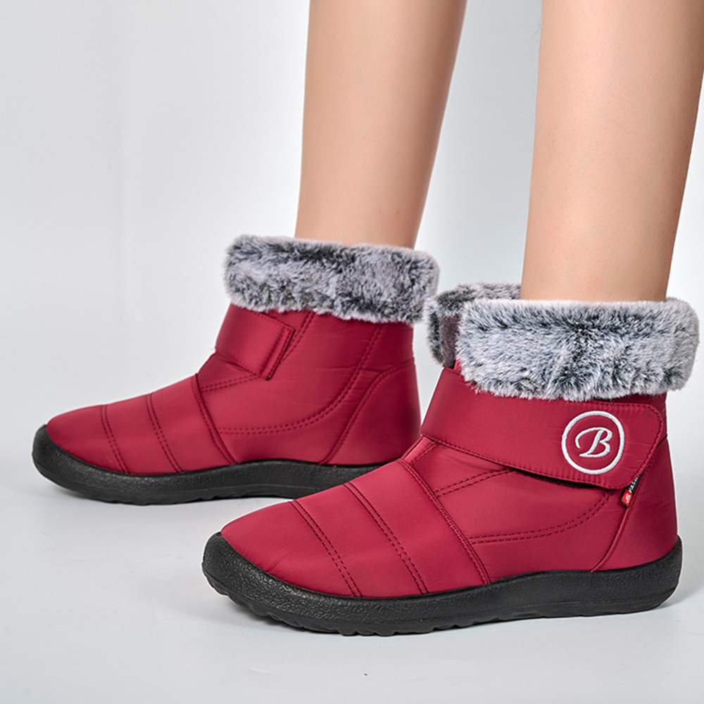 Women's Autumn and winter lapel fleece flat snow boots