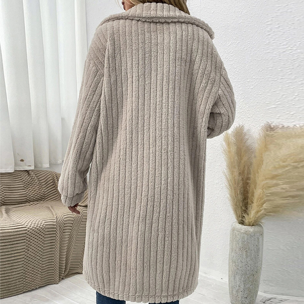 Lodowylabedz Nowy damski pluszowy płaszcz z długimi klapami na jesień i zimę