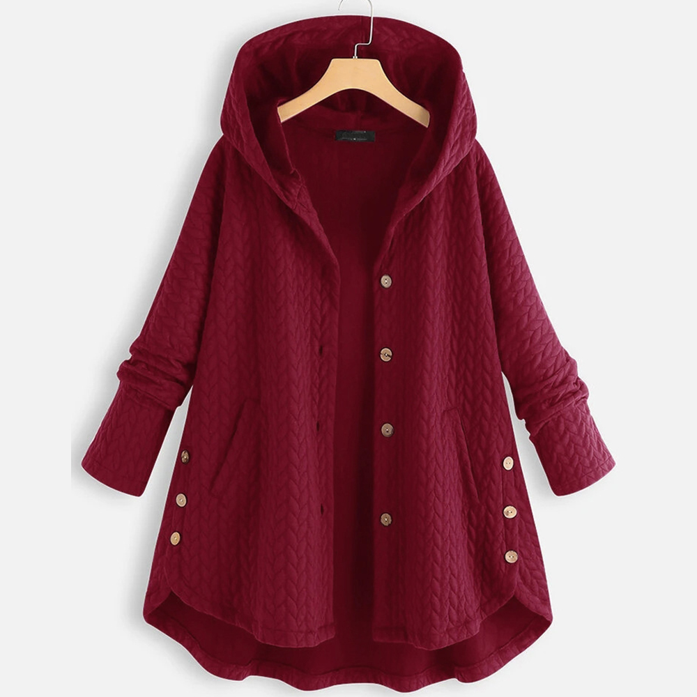 Lodowylabedz Jesienna i zimowa, codzienna kurtka z długim, okrągłym dekoltem i kapturem