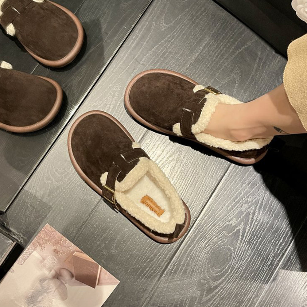 Lodowylabedz Jesienno-zimowe damskie, polarowe buty bawełniane zapinane na jedną klamrę