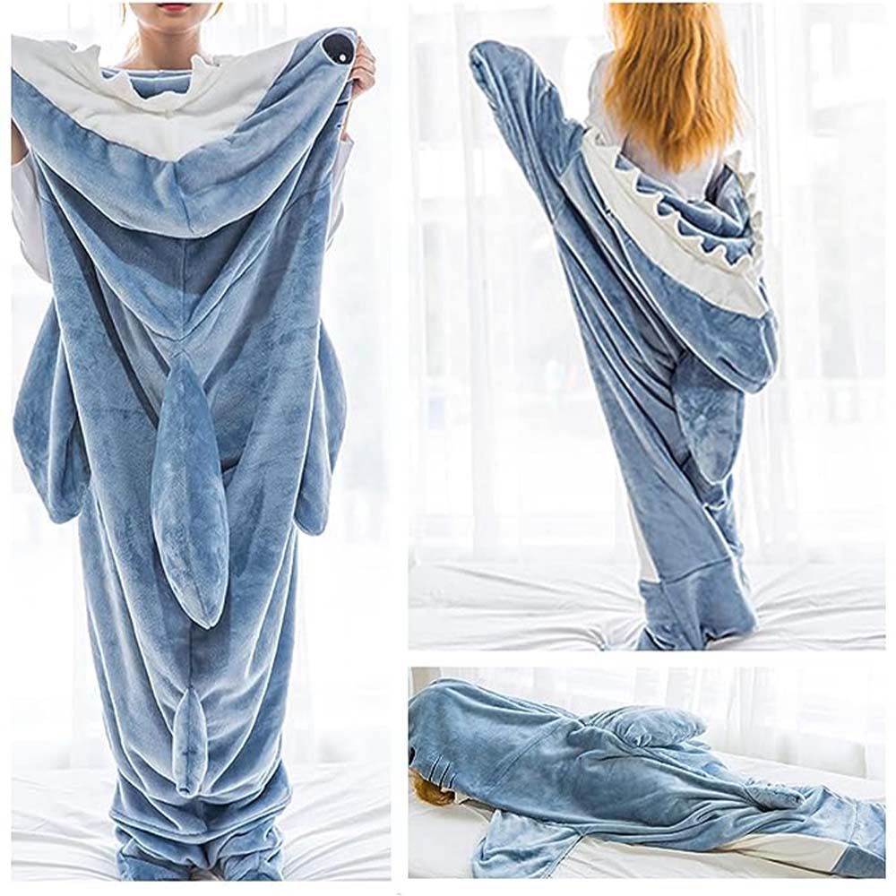 Lodowylabedz Nowa, wygodna, ciepła, flanelowa koszula nocna typu shark na jesień i zimę