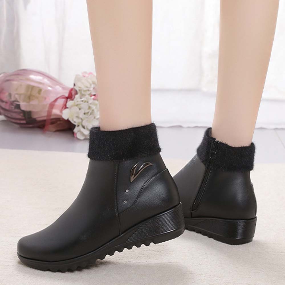 Lodowylabedz Czarne uniwersalne pluszowe botki damskie w stylu brytyjskim na jesień i zimę