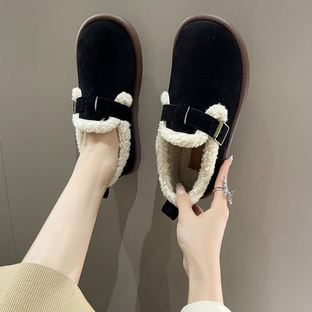 Lodowylabedz Jesienno-zimowe damskie, polarowe buty bawełniane zapinane na jedną klamrę