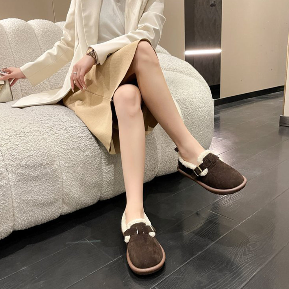 Lodowylabedz Jesienno-zimowe damskie, polarowe buty bawełniane zapinane na jedną klamrę