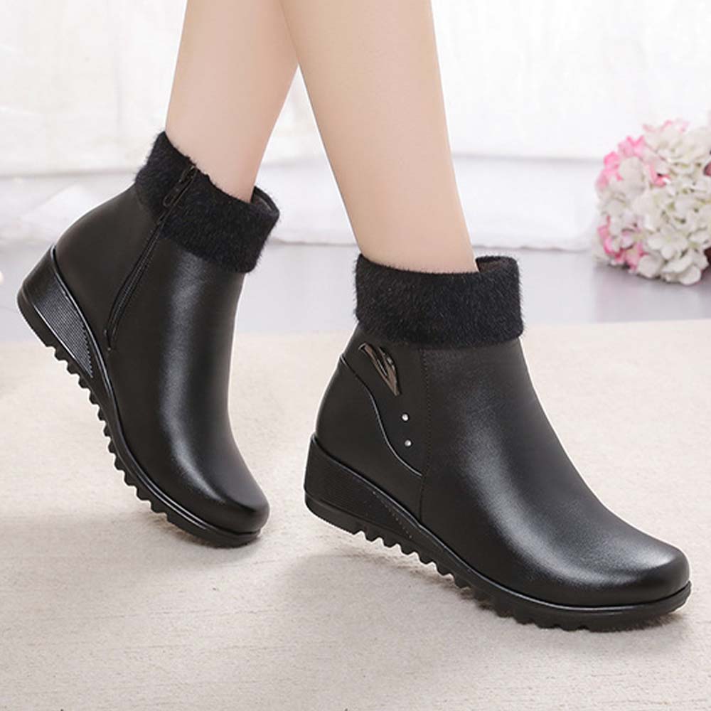 Lodowylabedz Czarne uniwersalne pluszowe botki damskie w stylu brytyjskim na jesień i zimę