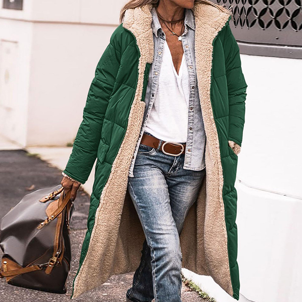 Lodowylabedz Nowa pogrubiona dwustronna bawełniana kurtka z kapturem