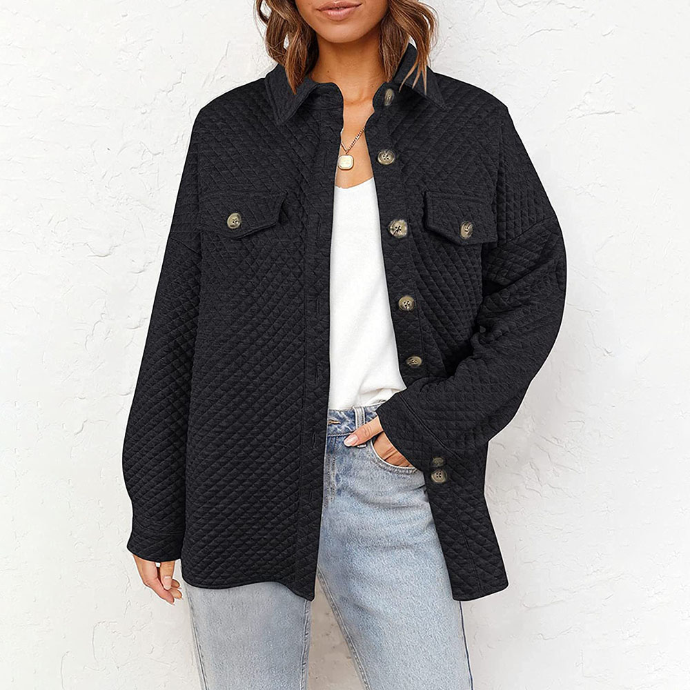 Lodowylabedz 2023 jesienno-zimowa nowa damska jednokolorowa diamentowa kieszonkowa lekka kurtka na co dzień