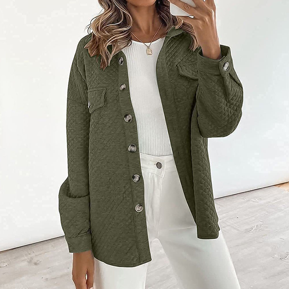 Lodowylabedz 2023 jesienno-zimowa nowa damska jednokolorowa diamentowa kieszonkowa lekka kurtka na co dzień