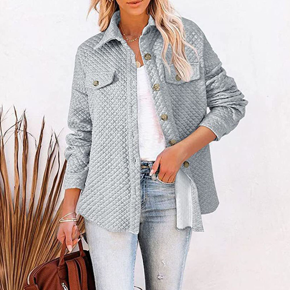 Lodowylabedz 2023 jesienno-zimowa nowa damska jednokolorowa diamentowa kieszonkowa lekka kurtka na co dzień